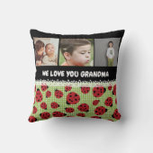 私たちはあなたの祖母ladbug写真コラージュを愛している クッション (裏面)