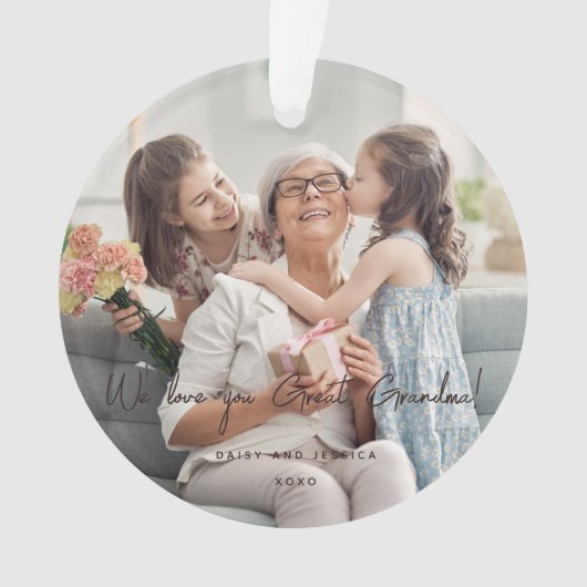 私たちはあなたの素晴らしおばあちゃん写真モダン手書き オーナメント (正面)