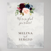 私たちはあなたはここでミニマリストの歓迎結婚を喜ぶ ポスター (正面)