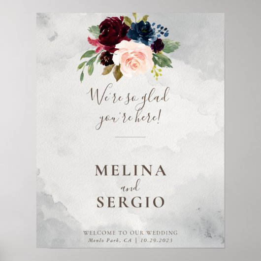 私たちはあなたはここでミニマリストの歓迎結婚を喜ぶ ポスター (正面)