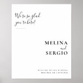 私たちはあなたはここでミニマリストの歓迎結婚を喜ぶ ポスター (正面)