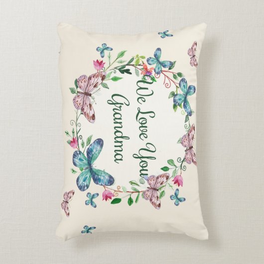 私たちはあなたを愛おばあちゃん蝶アクセント枕2 アクセントクッション (正面(垂直))