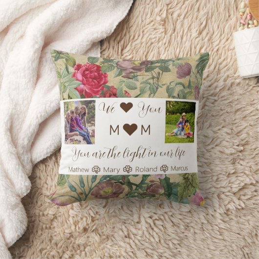 私たちはあなたを愛している | 2家族の写真 |母の日 クッション (ブランケット)