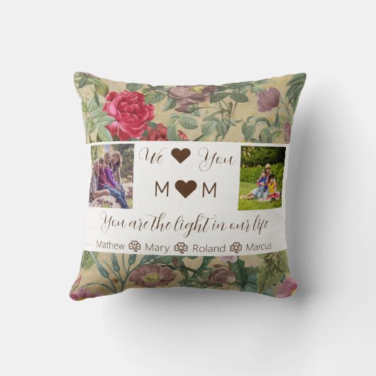 私たちはあなたを愛している | 2家族の写真 |母の日 クッション (裏面)