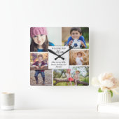 私たちはあなたを愛しカスタムているママの家族5写真の子ども スクエア壁時計 (ホーム)
