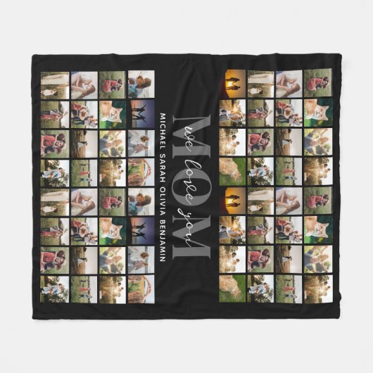 私たちはあなたを愛しパーソナライズされたているママ64写真コラージュ フリースブランケット (正面(横))