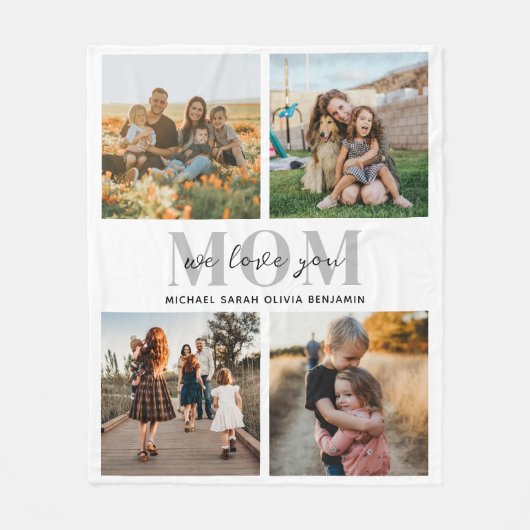 私たちはあなたを愛しパーソナライズされたている4写真コラージュ フリースブランケット (正面)