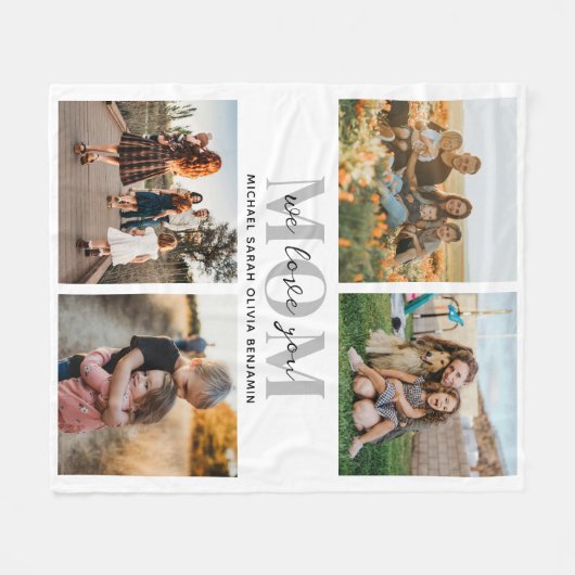私たちはあなたを愛しパーソナライズされたている4写真コラージュ フリースブランケット (正面(横))