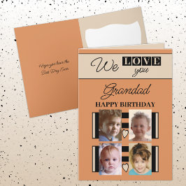 私たちはあなたを愛し祖父4フォトオレンジの誕生日 カード