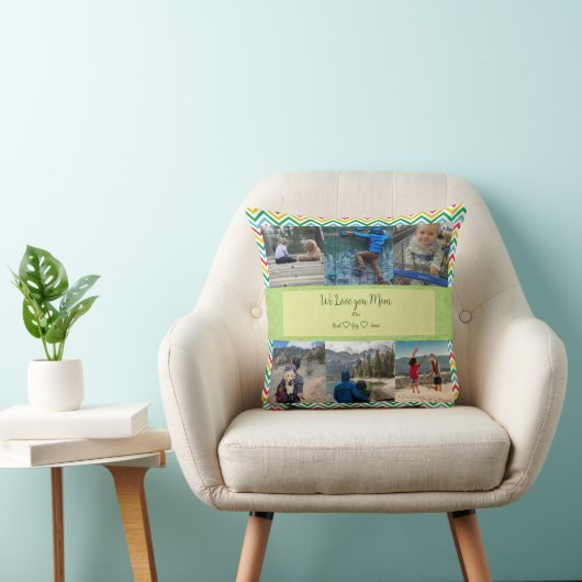 私たちはあなたを愛し、ママカスタムの6フォトグリッド投げピル クッション (椅子)