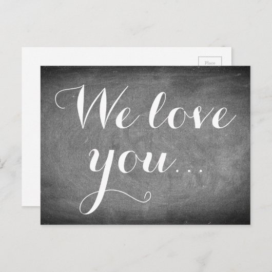 私たちはあなたを愛し、手書きタイポグラフィ白黒 ポストカード (正面/裏面)