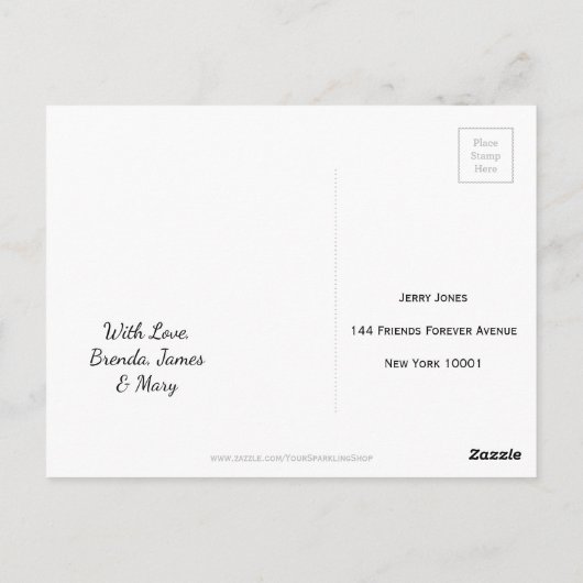 私たちはあなたを愛し、手書きタイポグラフィ白黒 ポストカード (裏面)