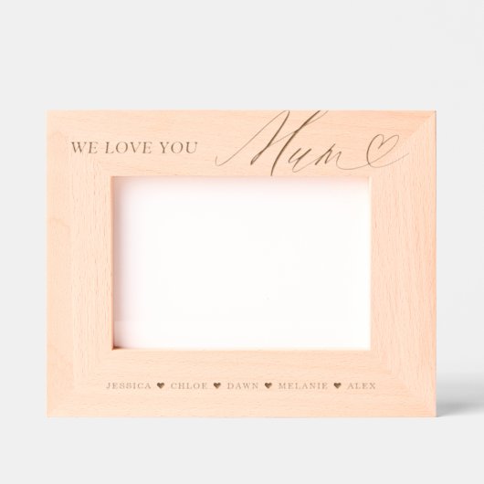 私たちはあなたを愛するスクリプトハート子供の名前キープサケ レーザー彫刻フレーム (正面)