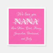 私たちはあなたを愛するナナスクリプトファミリー名かわいい紙 スタンダードカクテルナプキン (正面)
