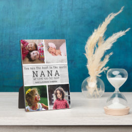 私たちはあなたを愛するナナ4フォトコラージグレイ木材 フォトプラーク