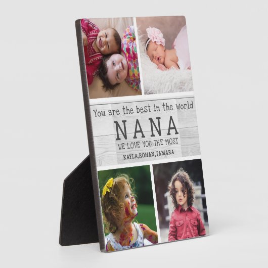 私たちはあなたを愛するナナ4フォトコラージグレイ木材 フォトプラーク (側面)