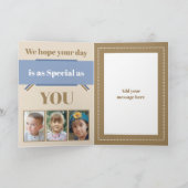 私たちはあなたを愛するパパを追加6枚の写真ブルーブラウン誕生日 カード (内部)