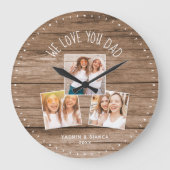 私たちはあなたを愛するパパカスタムフォトコラージュ父の日 ラージ壁時計 (正面)