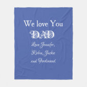 私たちはあなたを愛するパパスクリプト子供の名前シンプル可愛い フリースブランケット (正面)