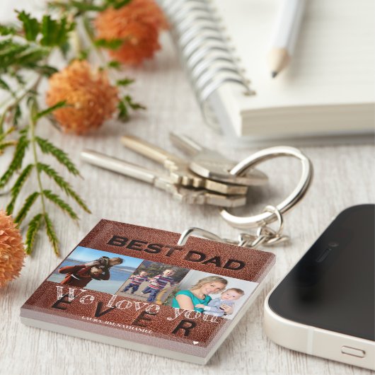 私たちはあなたを愛するパパパーソナライズされた写真 キーホルダー (正面右)
