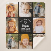 私たちはあなたを愛するパパファミリーインスタグラムコラージュ写真 シェルパブランケット (正面)