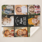 私たちはあなたを愛するパパファミリーインスタグラムコラージュ写真 シェルパブランケット (正面(横))