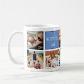 私たちはあなたを愛するパパ家族の思い出の写真コラージュ青 コーヒーマグカップ (左)