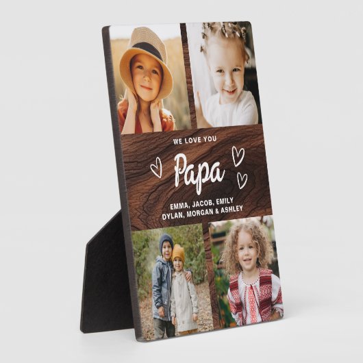 私たちはあなたを愛するパパ家族の木の写真コラージュ フォトプラーク (側面)
