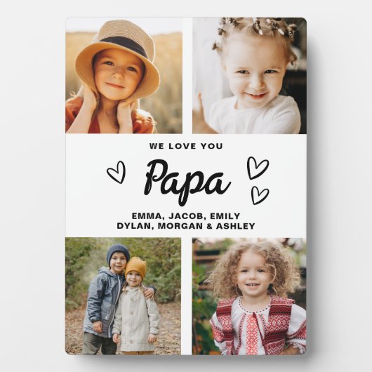 私たちはあなたを愛するパパ家族モダン写真コラージュ フォトプラーク (正面)