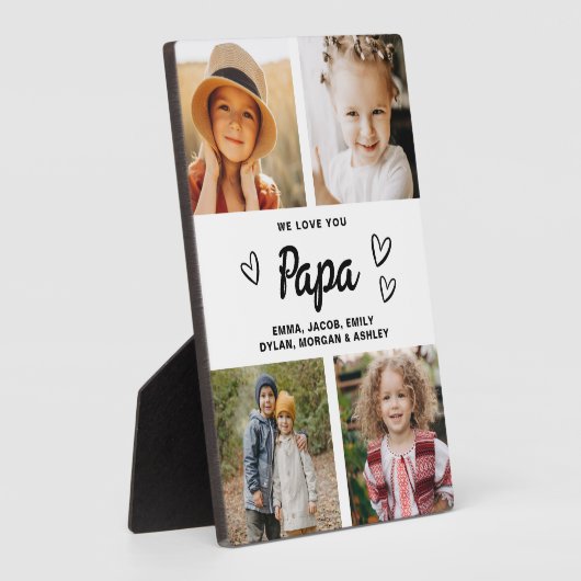 私たちはあなたを愛するパパ家族モダン写真コラージュ フォトプラーク (側面)