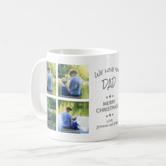 私たちはあなたを愛するパパ8写真コラージュのメリークリスマス コーヒーマグカップ (正面左)