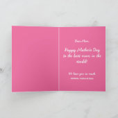 私たちはあなたを愛するママのピンクのミニマリスト カード (内部)