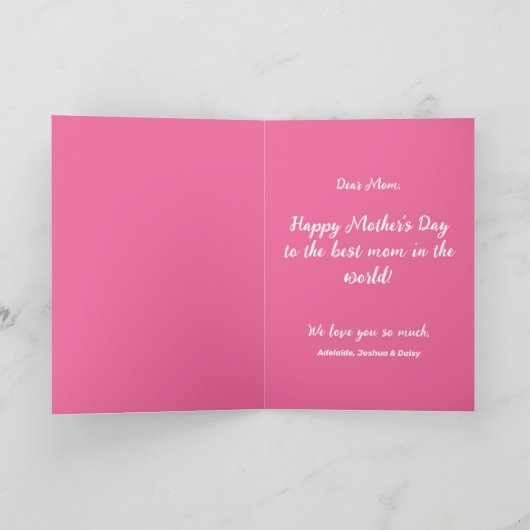 私たちはあなたを愛するママのピンクのミニマリスト カード (内部)