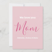 私たちはあなたを愛するママのピンクのミニマリスト カード (正面)