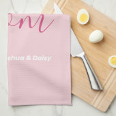 私たちはあなたを愛するママのピンクのミニマリスト キッチンタオル (四つ折り)