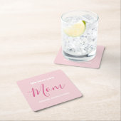 私たちはあなたを愛するママのピンクのミニマリスト スクエアペーパーコースター (インサイチュ)