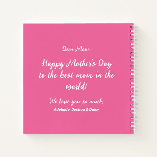 私たちはあなたを愛するママのピンクのミニマリスト ノートブック (裏面)