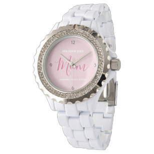 私たちはあなたを愛するママのピンクのミニマリスト 腕時計