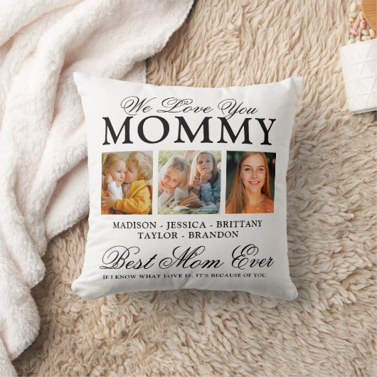 私たちはあなたを愛するママの写真コラージュ クッション (ブランケット)