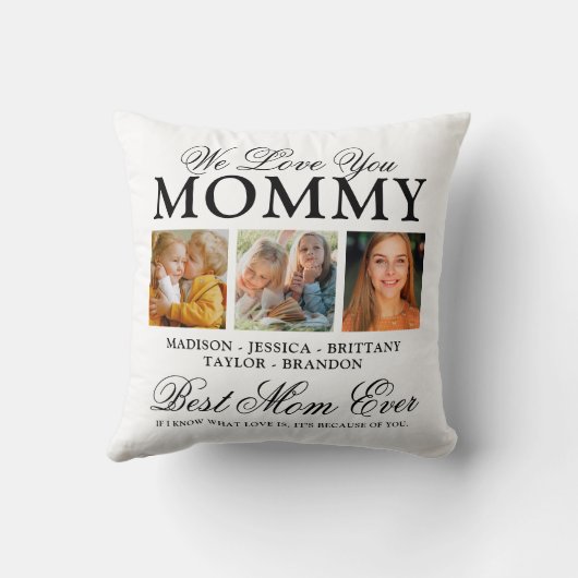私たちはあなたを愛するママの写真コラージュ クッション (裏面)