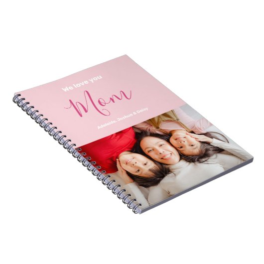 私たちはあなたを愛するママピンクのミニマリスト写真 ノートブック (右側)