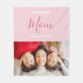 私たちはあなたを愛するママピンクのミニマリスト写真 フリースブランケット