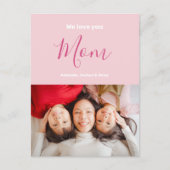 私たちはあなたを愛するママピンクのミニマリスト写真 ポストカード (正面)