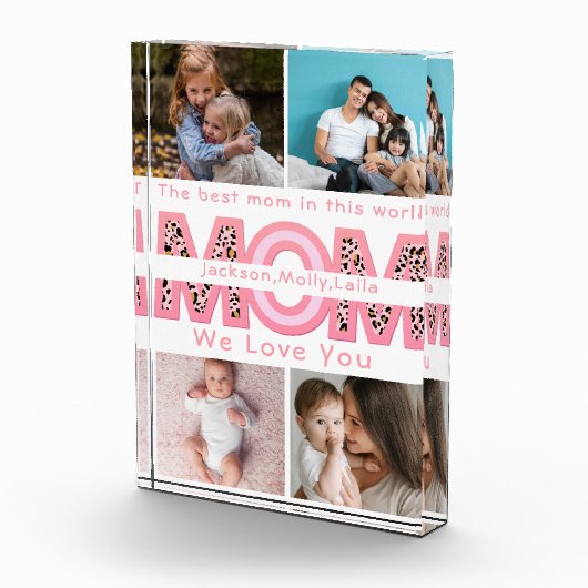 私たちはあなたを愛するママピンクのミニマリスト6写真コラージュ フォトブロック (右)