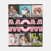 私たちはあなたを愛するママピンクのミニマリスト6写真コラージュ フリースブランケット (正面)