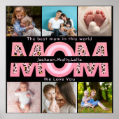 私たちはあなたを愛するママピンクのミニマリスト6写真コラージュ ポスター (正面)