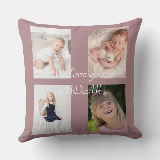 私たちはあなたを愛するママ写真コラージュ母の日 クッション (裏面)