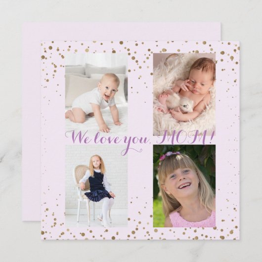 私たちはあなたを愛するママ写真コラージュ母の日 招待状 (正面/裏面)