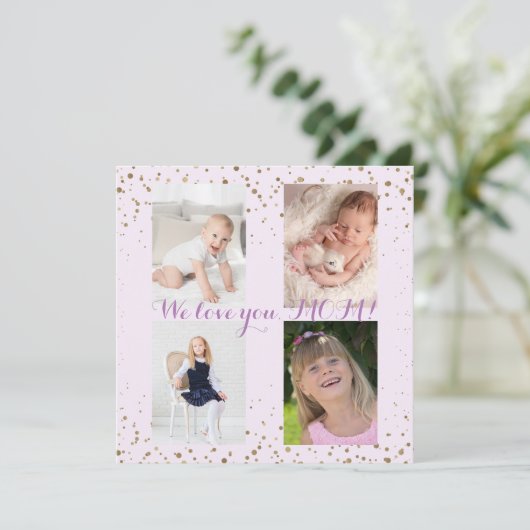 私たちはあなたを愛するママ写真コラージュ母の日 招待状 (スタンド正面)