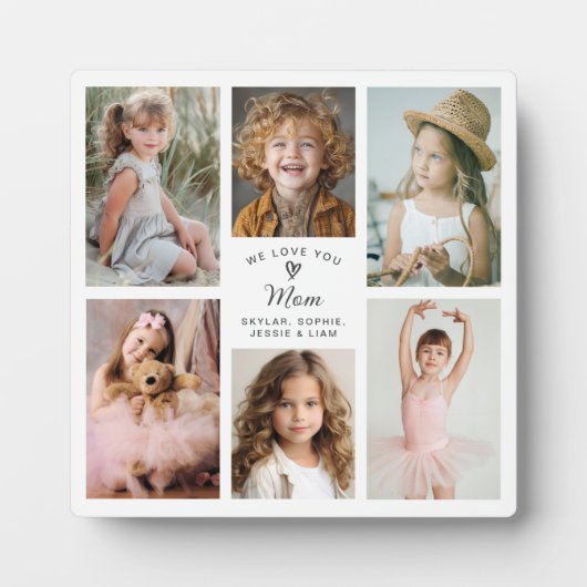 私たちはあなたを愛するママ写真コラージュ記念の酒 フォトプラーク (正面)